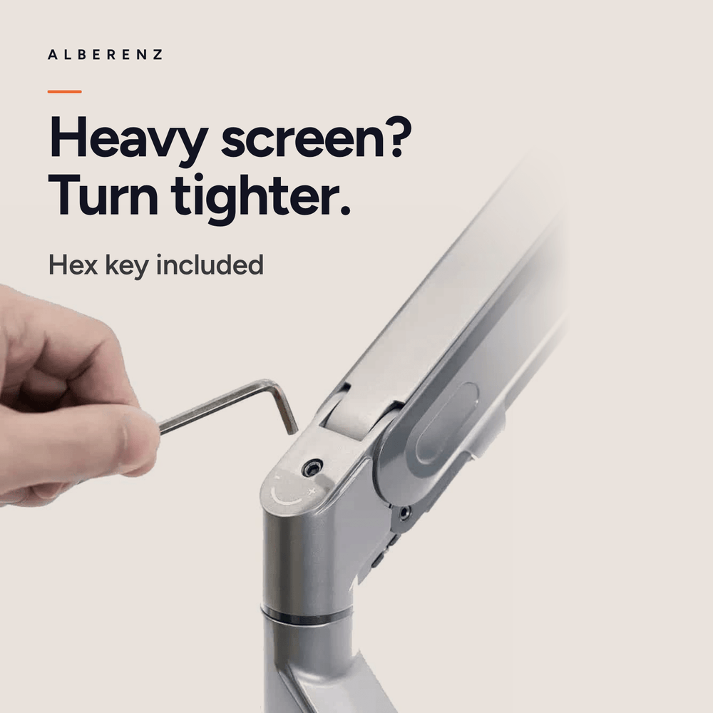 Alberenz® Single Monitor Arm Gas Spring Silver
