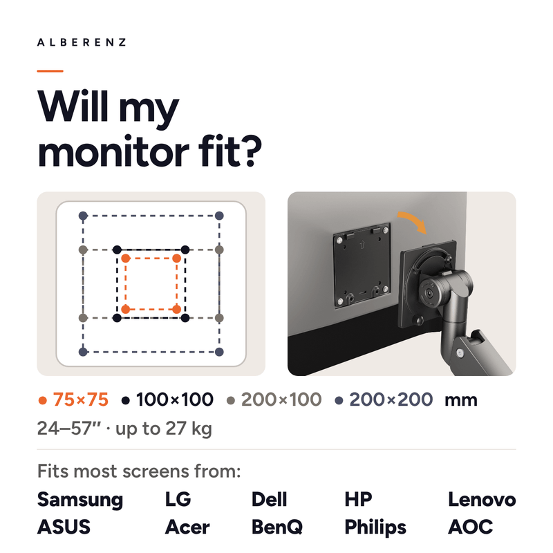Alberenz® Heavy Duty Gas Spring Monitor Mount (up to 57 inches)
