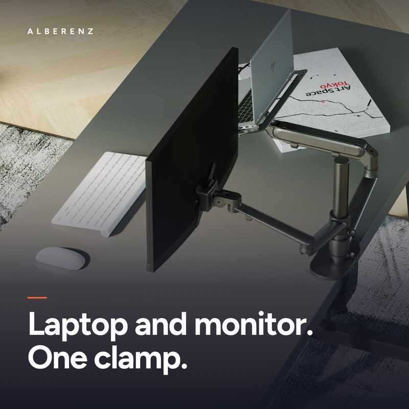Alberenz® laptopmonitorarm med gasfjäder svart
