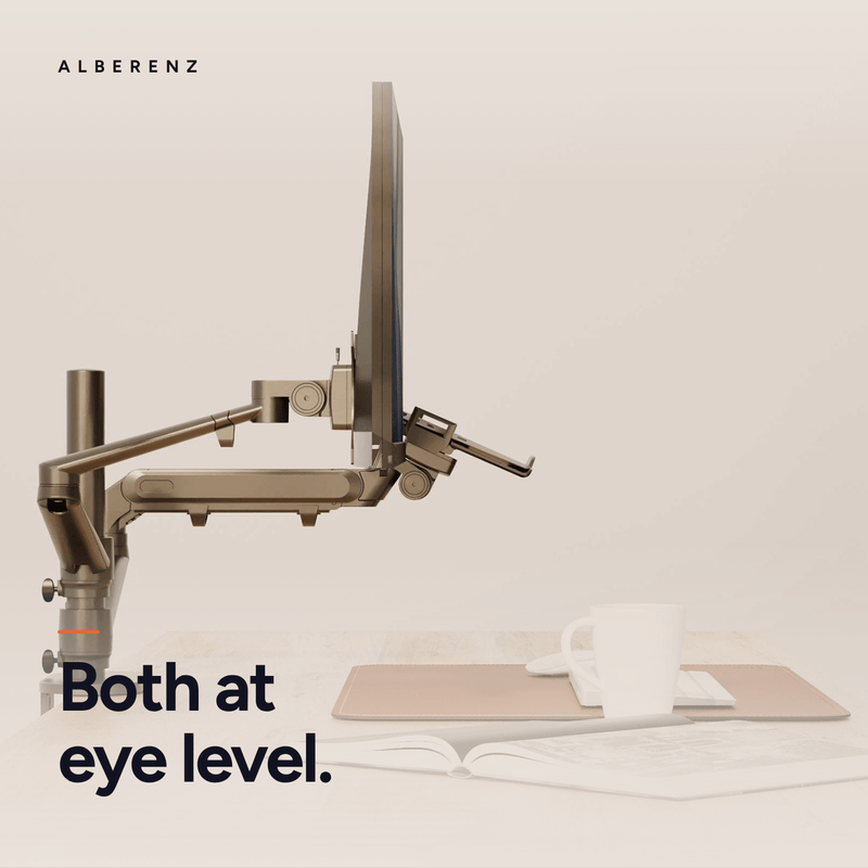 Alberenz® laptopmonitorarm med gasfjäder svart