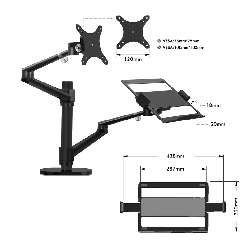 Alberenz® Laptop Monitorarm Svart