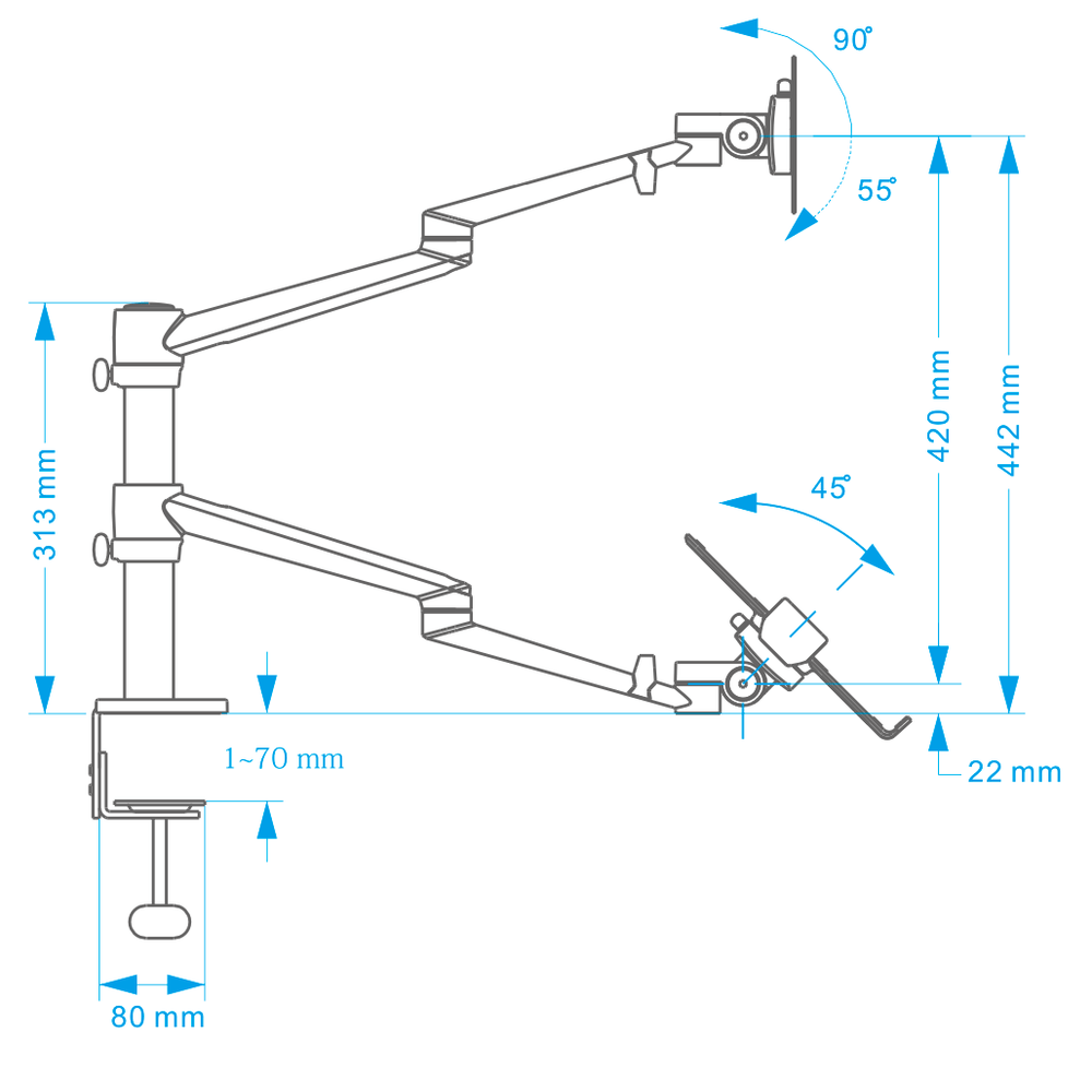 Alberenz® Laptop Monitorarm Svart