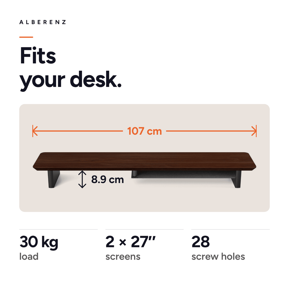Bundle: Walnut Monitor Riser + MagSafe Charger + Laptop Holder + Tablet Stand + Headphone holder