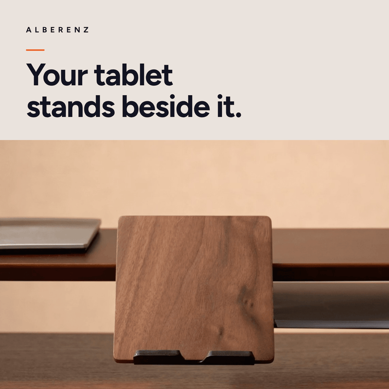 Bundle: Walnut Monitor Riser + MagSafe Charger + Laptop Holder + Tablet Stand + Headphone holder