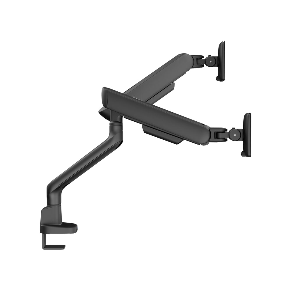 Alberenz Dubbel Monitorarm Gasfjäder - Upp till 35" - Med USB - Svart