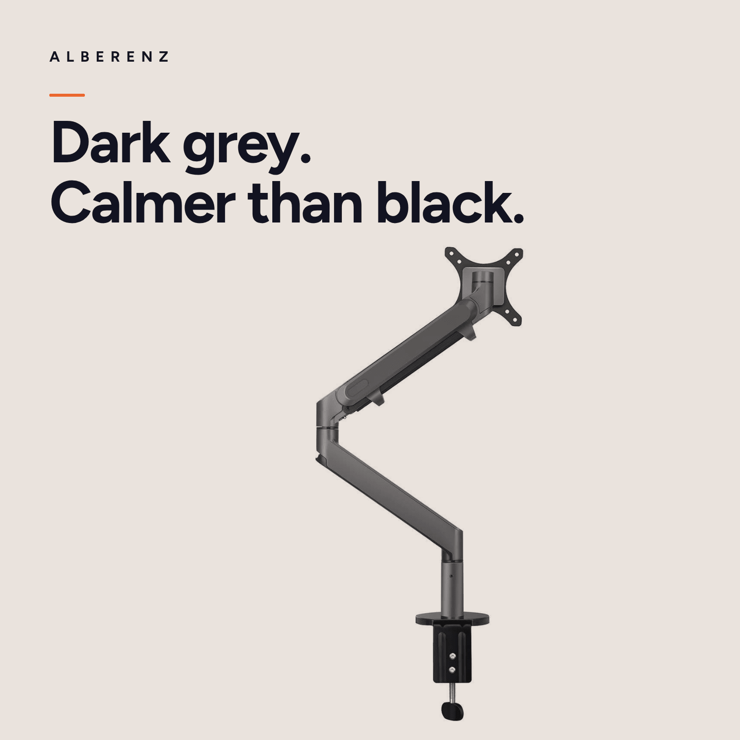Alberenz gas spring monitor arm, dark grey: dark grey finish, calmer than black