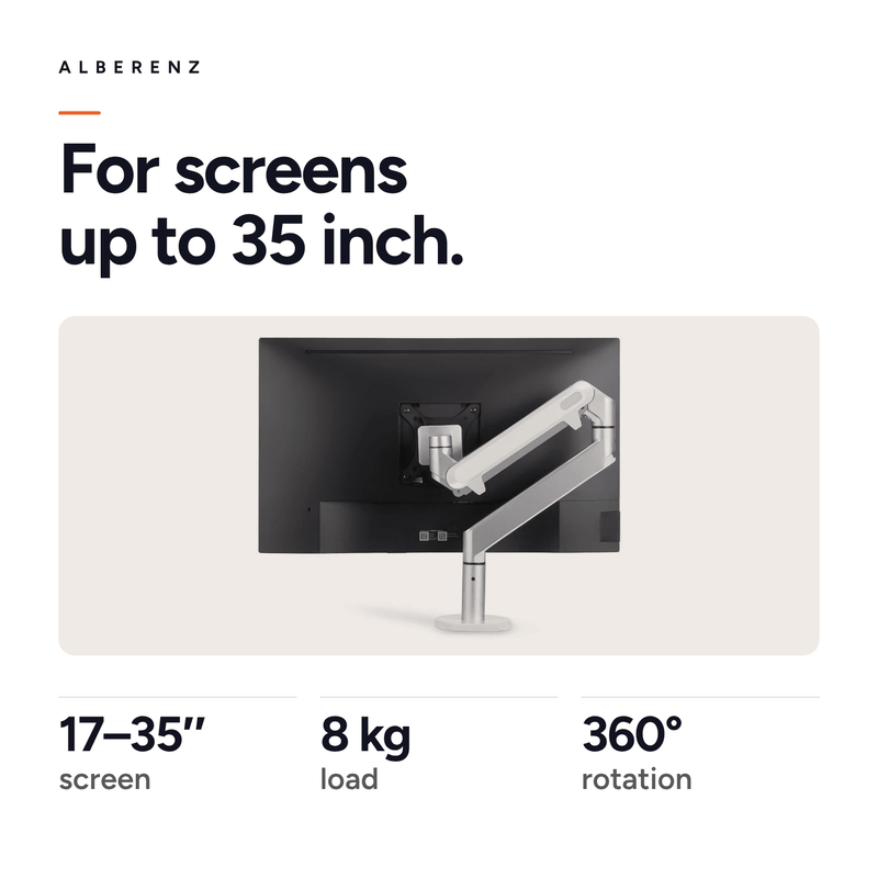 Alberenz® Single Monitor Arm Gas Spring Silver