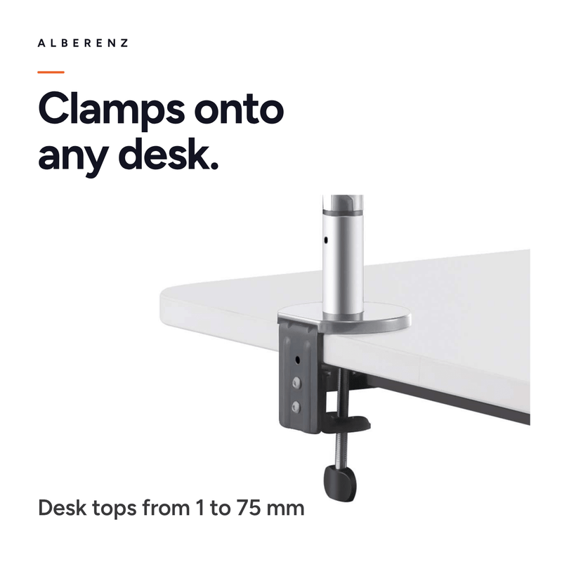 Alberenz® Single Monitor Arm Gas Spring Silver