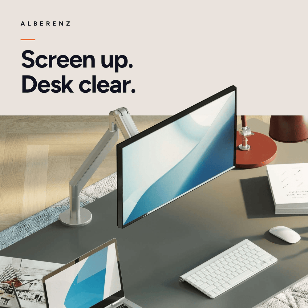 Alberenz® Single Monitor Arm Gas Spring Silver