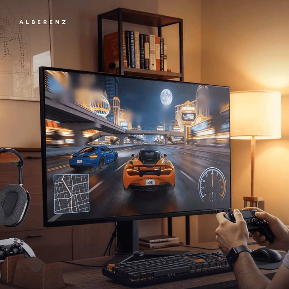 Alberenz® Walnut Headphone Stand with Controller Holders