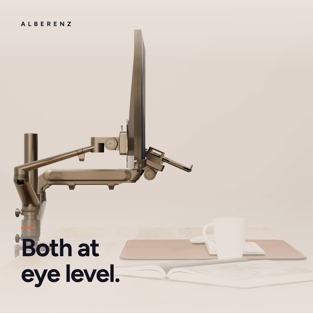 Alberenz® laptopmonitorarm med gasfjäder svart