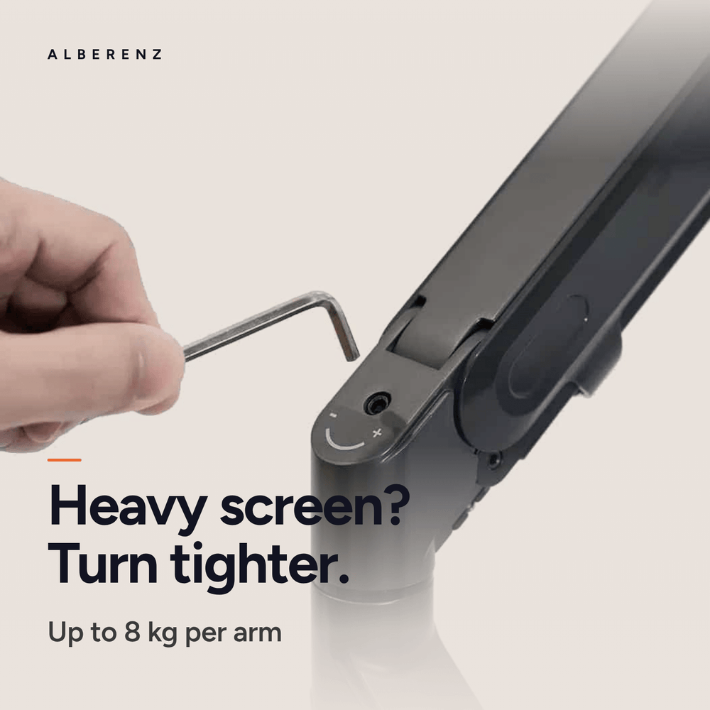Alberenz® laptopmonitorarm med gasfjäder svart