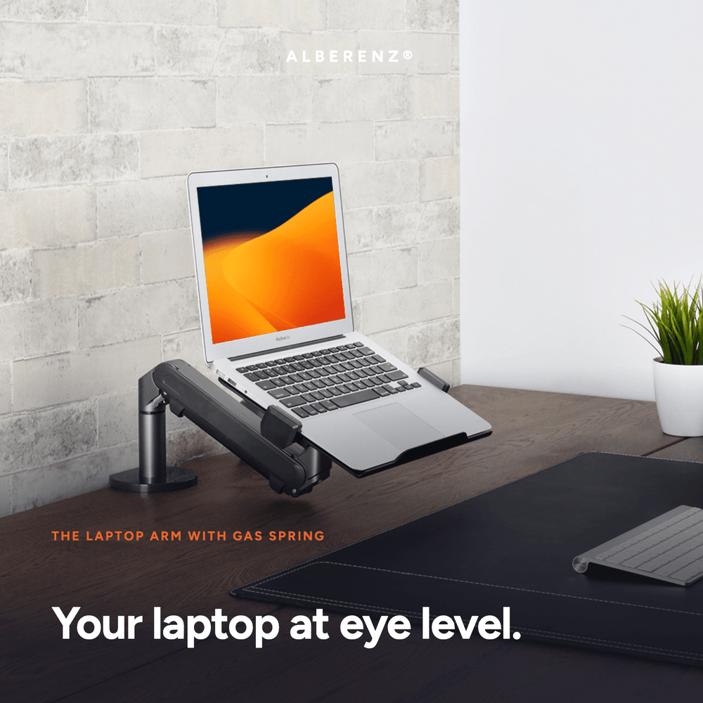 Alberenz® Laptoparm med gasfjäder – mörkgrå