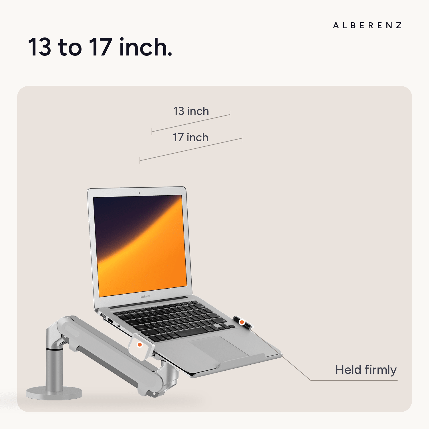Alberenz® Laptop Arm Gas Spring Silver - Alberenz - Monitor mount