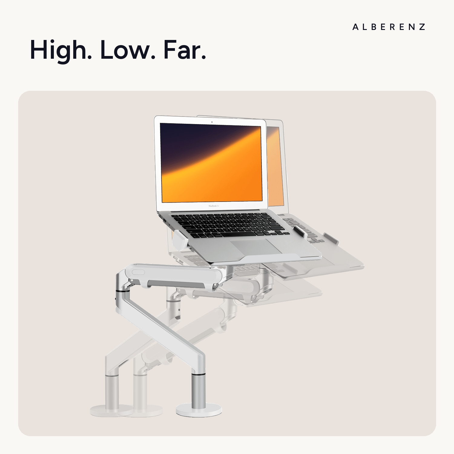 Alberenz® Laptop Arm Gas Spring Silver - Alberenz - Monitor mount