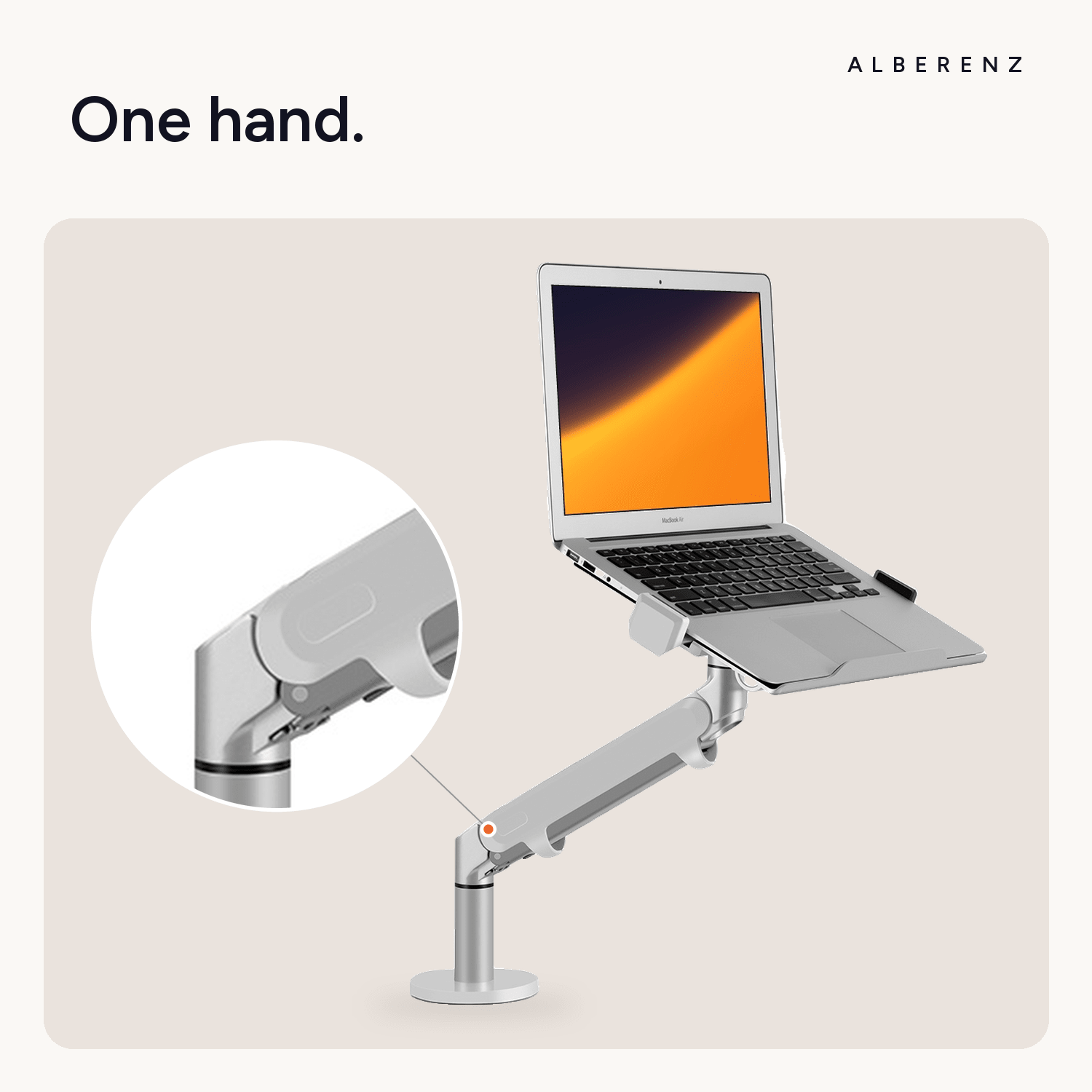 Alberenz® Laptop Arm Gas Spring Silver - Alberenz - Monitor mount