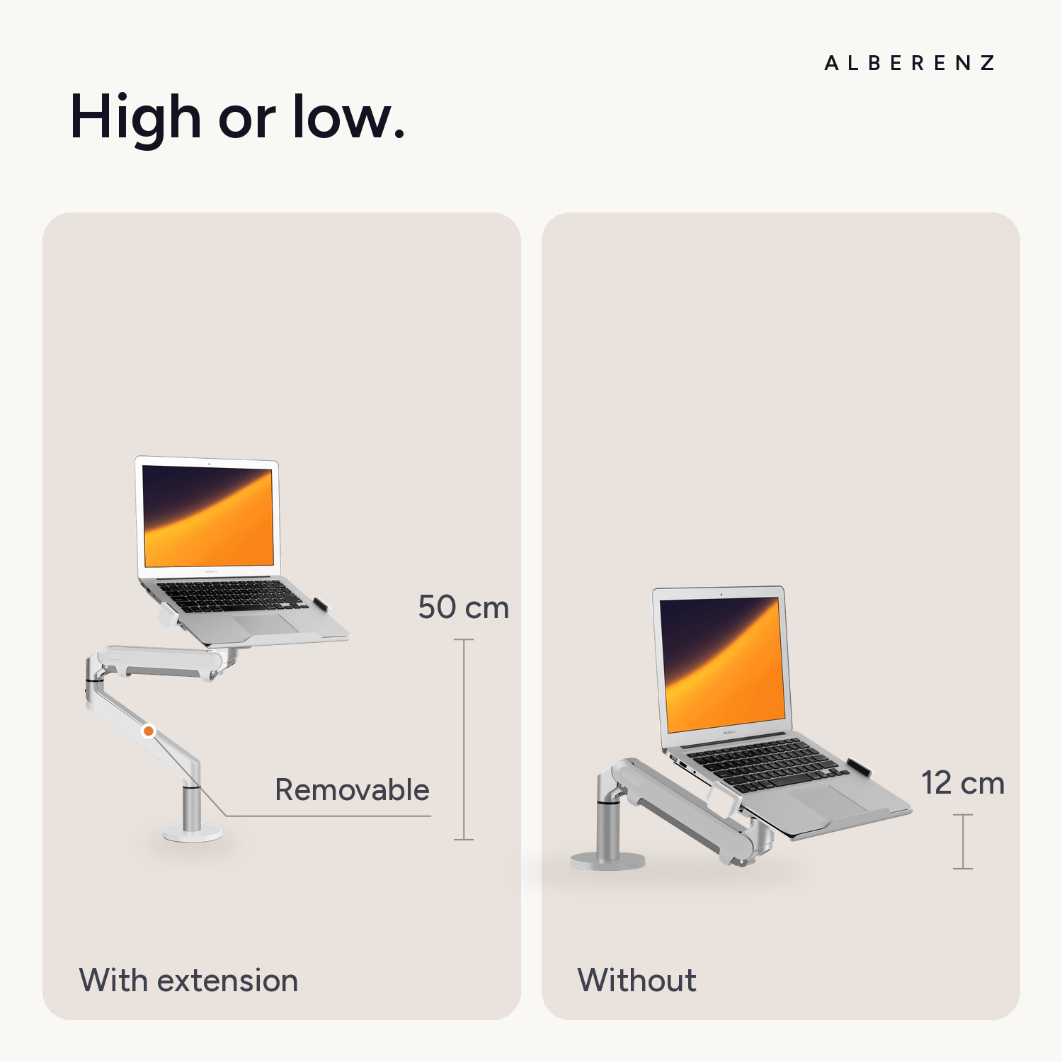 Alberenz® Laptop Arm Gas Spring Silver - Alberenz - Monitor mount