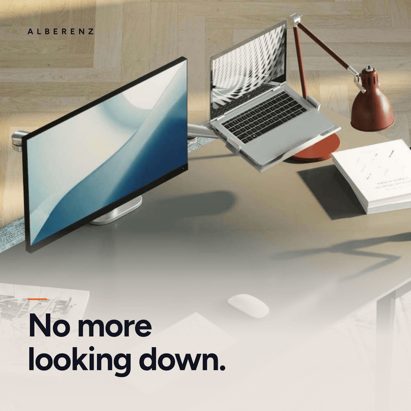 Alberenz® Laptop Monitor Arm Silver