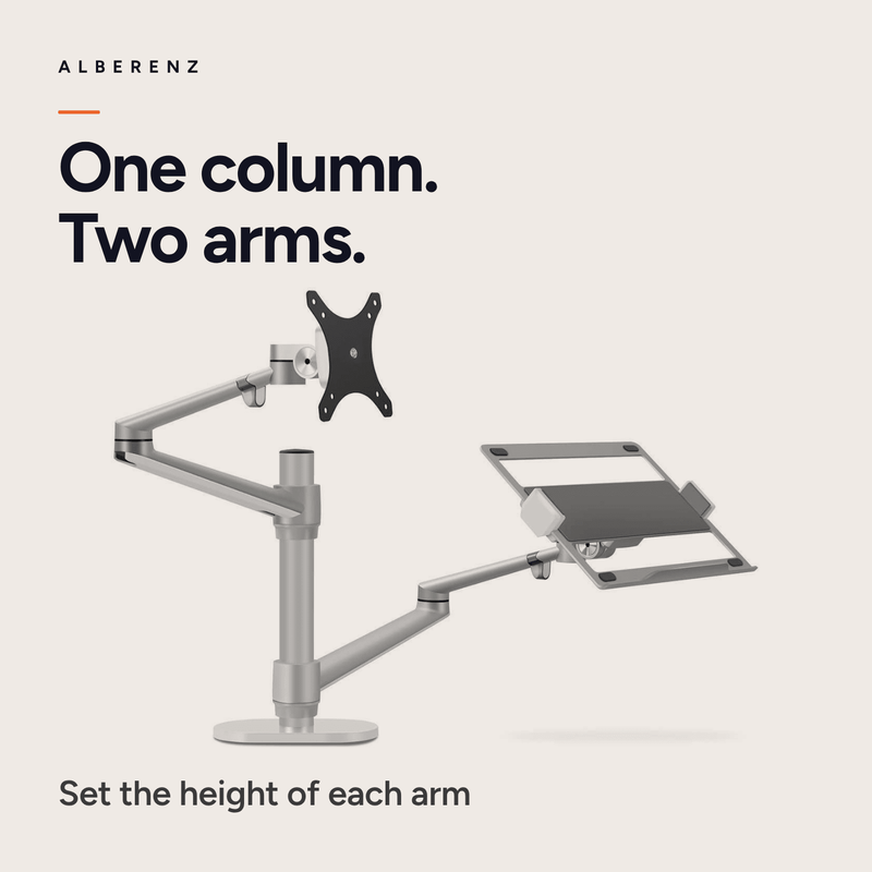 Alberenz® Laptop Monitor Arm Silver