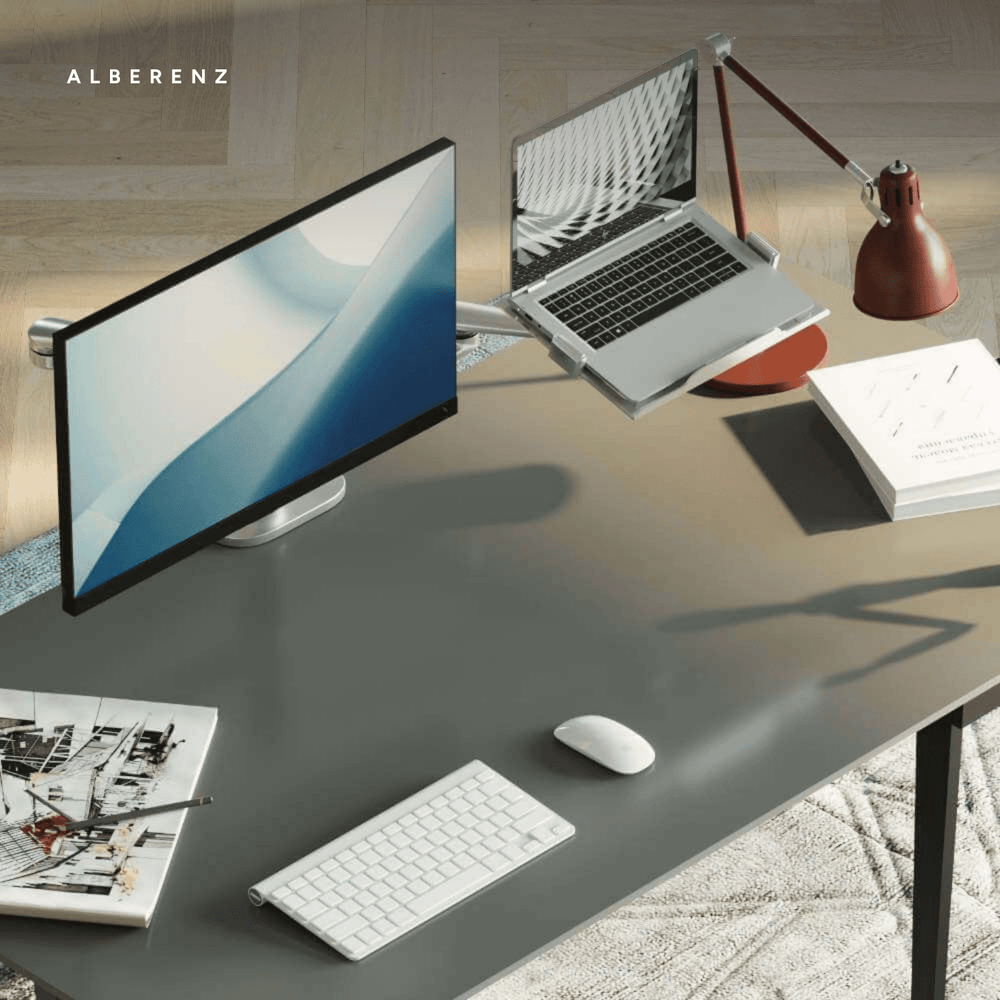 Alberenz® Laptop Monitor Arm Silver