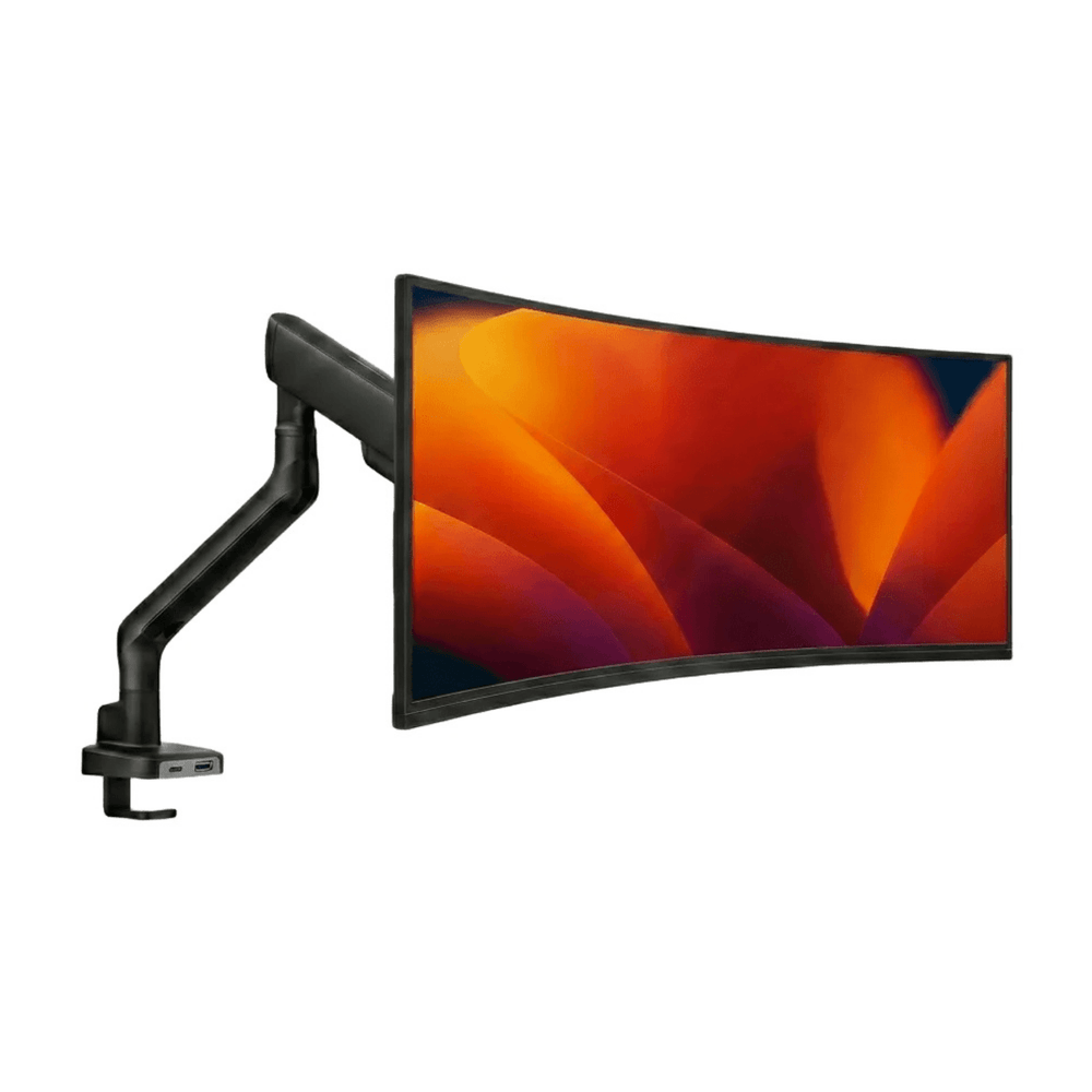 Alberenz single monitor arm gas spring - Up until 40 inch - with USB - Black