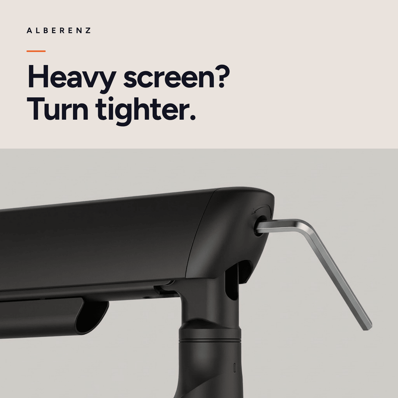 Alberenz single monitor arm gas spring - Up until 40 inch - with USB - Black