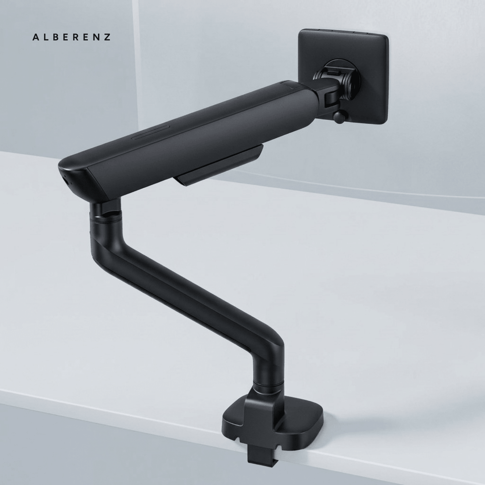 Alberenz single monitor arm gas spring - Up until 40 inch - with USB - Black