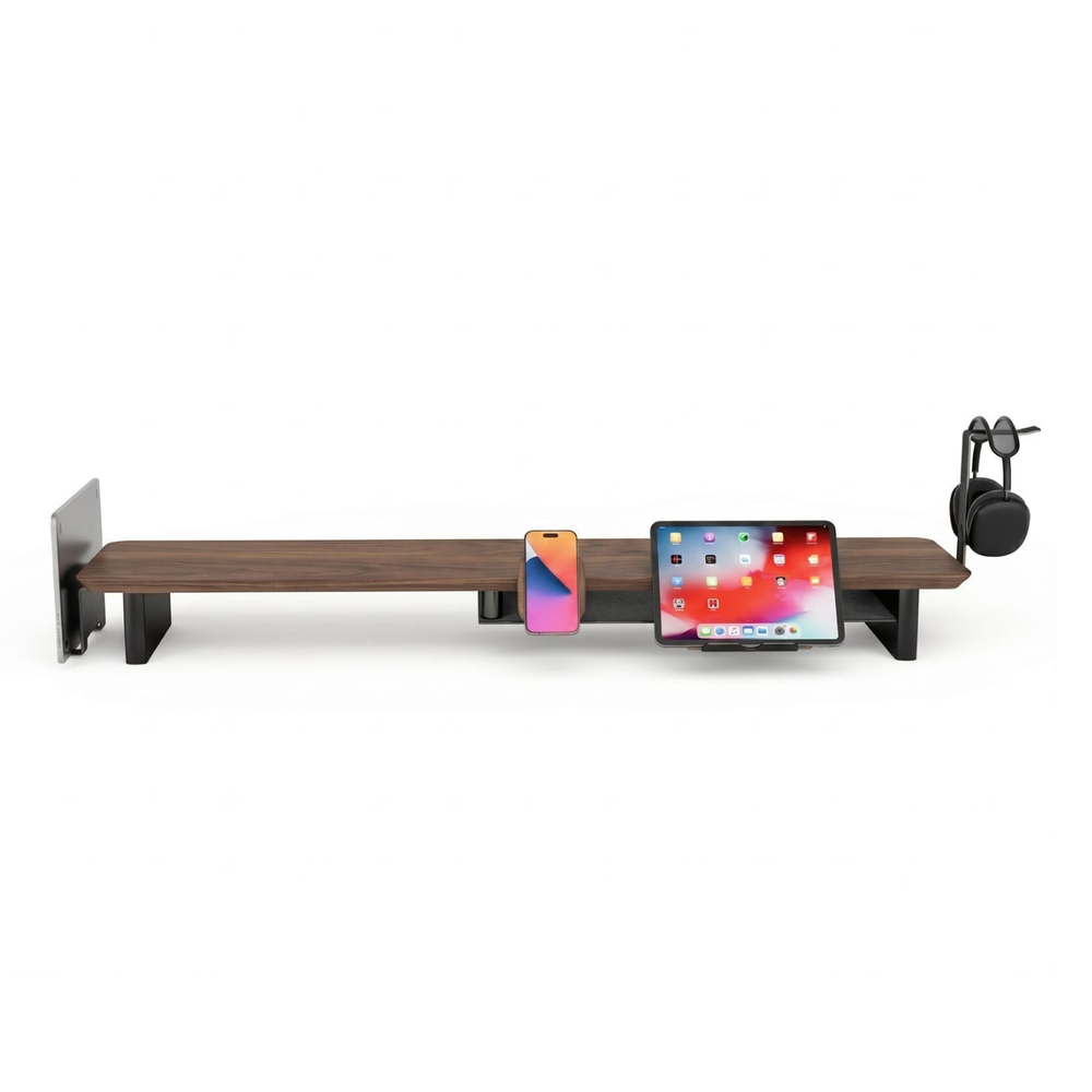 Bundle: Walnut Monitor Riser + MagSafe Charger + Laptop Holder + Tablet Stand + Headphone holder