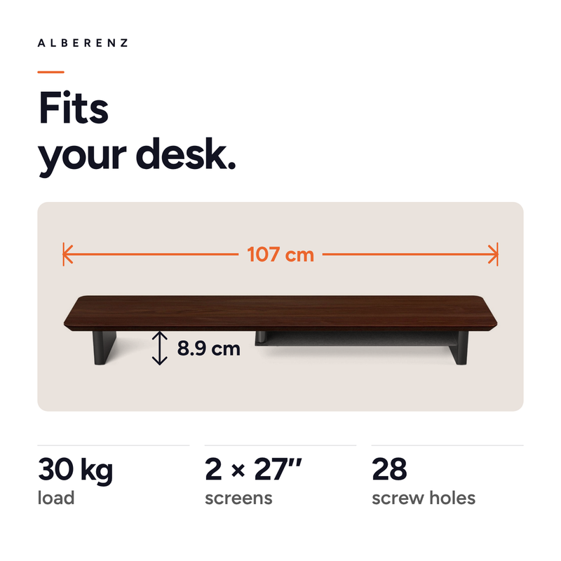 Bundle: Walnut Monitor Riser + MagSafe Charger + Laptop Holder + Tablet Stand + Headphone holder