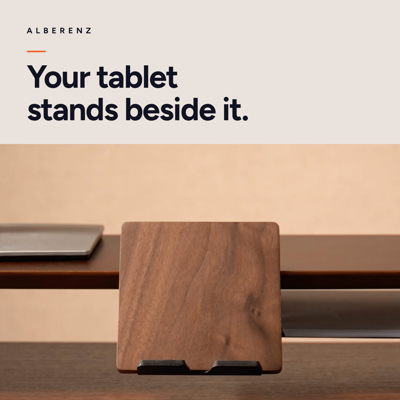 Bundle: Walnut Monitor Riser + MagSafe Charger + Laptop Holder + Tablet Stand + Headphone holder