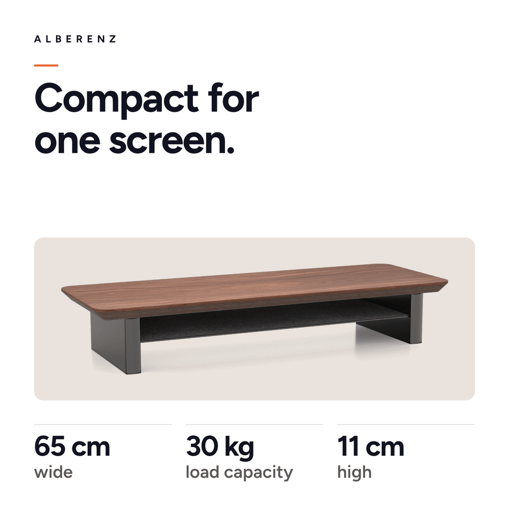 Alberenz® Walnut Wooden Monitor Riser - 1 Monitor