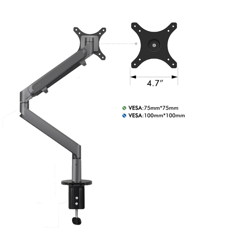 Ergo Starter Bundle – Single Monitor Arm (Dark Grey) + Walnut Monitor Riser - Alberenz - Bundle