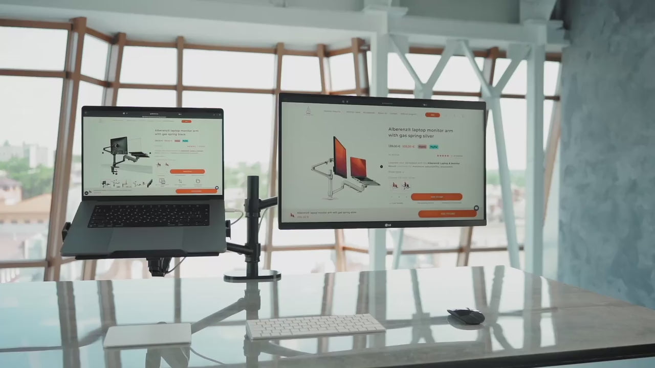Alberenz® laptopmonitorarm med gasfjäder svart
